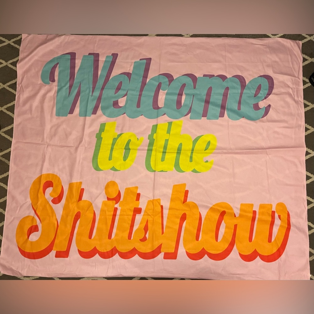 “Welcome to the Shitshow” colorful tapestry